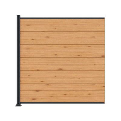 Kit clôture bois et aluminium - lames thermopin et poteau anthracite à visser 3 entrées 1,8m Modula KORDO