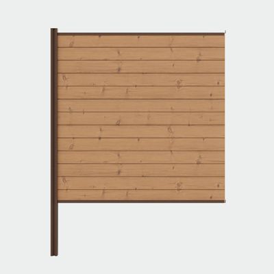 Kit clôture bois et aluminium - lames thermopin et poteau brun à sceller 3 entrées 1,8m Modula KORDO