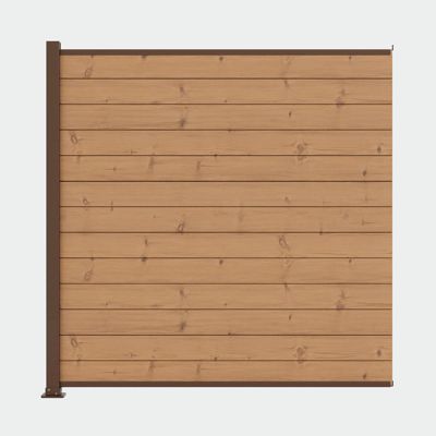 Kit clôture bois et aluminium - lames thermopin et poteau brun à visser 2 entrées 1,8m Modula KORDO