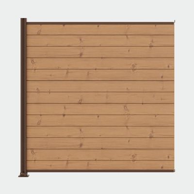 Kit clôture bois et aluminium - lames thermopin et poteau brun à visser 3 entrées 1,8m Modula KORDO