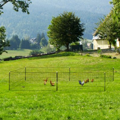 Kit clôture filet à poules 12 M avec porte 6 piquets double pointe