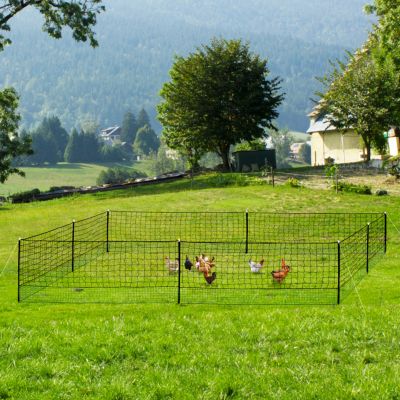 Kit clôture filet à poules 24 M avec porte 9 piquets double pointe