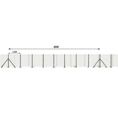 Kit clôture grillagée soudée PVC 60 m x 1,20 m avec piquets, jambes de force et clips - Maille 100x50 mm - Fil 2,1 mm