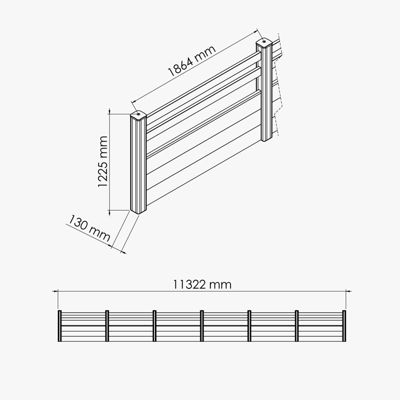 Kit Clôture PRO PVC Blanc H. 120 cm - 2 Lisses + 3 Soubassements - 11,30 m