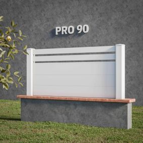 Kit Clôture PRO PVC Blanc H. 90 cm x L. 5.70 m - 2 Lisses + 3 Soubassements