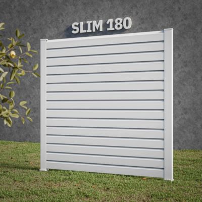 Kit Clôture SLIM PVC Blanc H. 180 cm - 15 Lisses claire-voie - 5,60 m