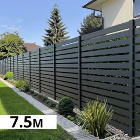 Kit Cloture Ajourée Aluminium OLINDA Anthracite 7,38x1,8m - Dimension des Lames : 21x100x1780 mm - Occultation - Recoupable