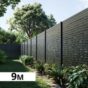 Kit Cloture Ajourée Aluminium OLINDA Anthracite 9,20x1,8m - Dimension des Lames : 21x45x1780 mm - Occultation - Recoupable