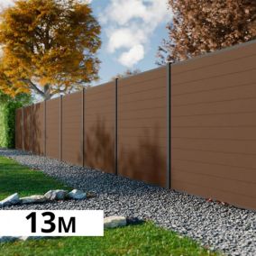 Kit Cloture Composite RIO bronze 13x1,8m - Bois composite & Aluminium - Poteaux Gris - Recoupable - Occultation