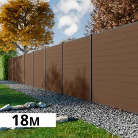 Kit Cloture Composite RIO bronze 18x1,8m - Bois composite & Aluminium - Poteaux Gris - Recoupable - Occultation