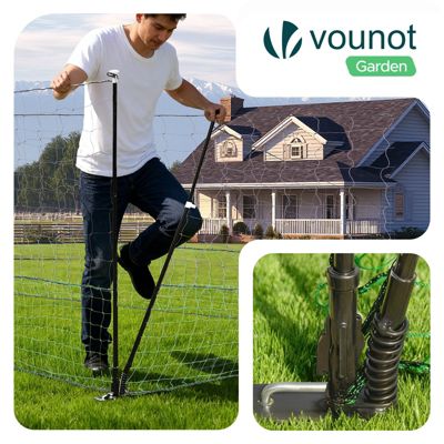 Kit cloture filet a poules PE avec piquets 12m vert VOUNOT