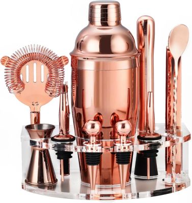Kit Cocktail 12 Pièces avec Support Or Rose