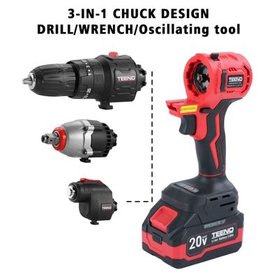 Kit combiné sans fil 20 V, ensemble d'outils 3 en 1, comprenant une boîte à outils, une perceuse, une clé à chocs, un outil