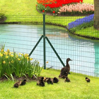 Kit complet 60 m de rouleaux grillage soudé PVC avec piquets et jambes de force - Maille 100x50mm - Fil 2,5mm - Hauteur 1,20 m