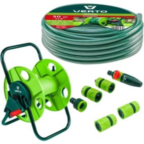 Kit Complet Arrosage Jardin avec Dévidoir + Tuyau 30m + Pulvérisateur + Raccords