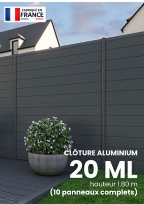 Kit complet clôture aluminium - 10 panneaux complets - 20 x 1,80 m - Prêt à poser - Anthracite
