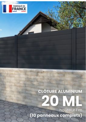 Kit complet clôture aluminium - 10 panneaux complets - 20 x 1 m - Prêt à poser - Anthracite