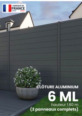Kit complet clôture aluminium - 3 panneaux complets - 6 x 1,80 m - Prêt à poser - Anthracite