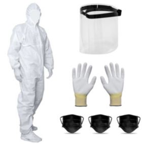 Kit complet de protection Combinaison XL Paire de Gants Taille 9 Masque Noir et Visière