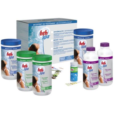 Kit complet de traitement hth Spa au chlore - 5,6 kg + 2 l