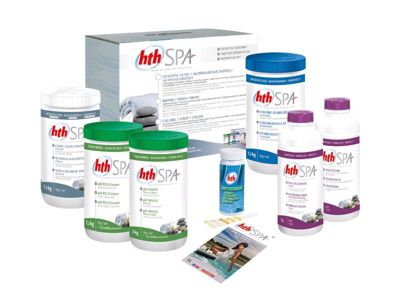 Kit complet de traitement hth Spa au chlore - 5,6 kg + 2 l