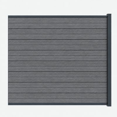 Kit complet extension clôture en composite coextrudé 1,50 L x 1,80 H Charbon, H.180 cm, L.150 cm