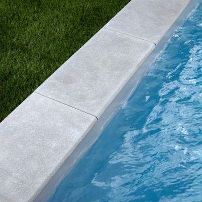 KIT COMPLET - Margelles pour piscine 6x3m en Pierre Atlas Gris (avec colle, joint, hydrofuge ...)  - RO'MA NATURE