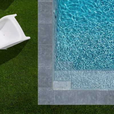 KIT COMPLET - Margelles pour piscine 6x3m en Pierre Egypte Gris (avec colle, joint, hydrofuge ...)  - RO'MA NATURE