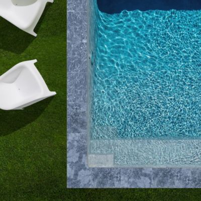 KIT COMPLET - Margelles pour piscine 8x4m en Pierre Adana Gris Bleu (avec colle, joint, hydrofuge ...)  - RO'MA NATURE