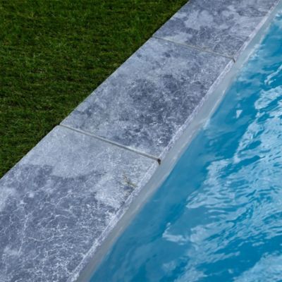KIT COMPLET - Margelles pour piscine 8x4m en Pierre Adana Gris Bleu (avec colle, joint, hydrofuge ...)  - RO'MA NATURE