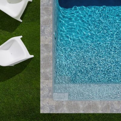 KIT COMPLET - Margelles pour piscine 8x4m en Travertin Gris (avec colle, joint, hydrofuge ...)  - RO'MA NATURE