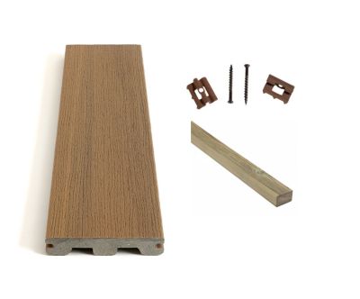 Kit complet terrasse composite Timbertech coconut 20m² avec lambourdes PIN et clips - Longueur lame 366cm
