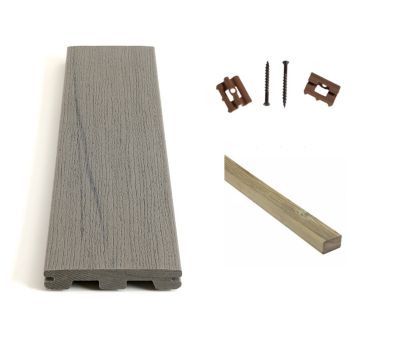 Kit complet terrasse composite Timbertech sea salt 35m² avec lambourdes PIN et clips - Longueur lame 366cm