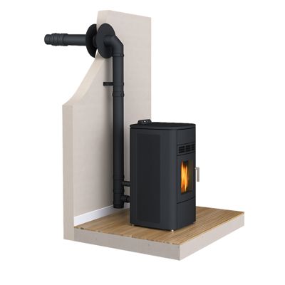 Kit conduit Ventouse ou sortie façade pour Poêle à granulés - Noir Mat