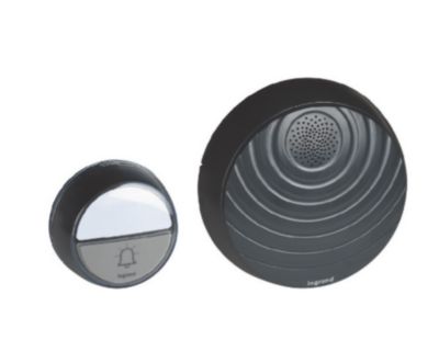 Kit Confort carillon et sonnette sans fil Legrand avec 15 mélodies alimentation par piles - anthracite