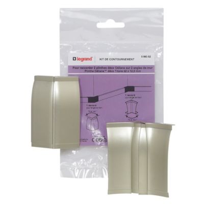Kit contournement pour plinthe CELIANE Déco titane 82 x 12,5mm Legrand