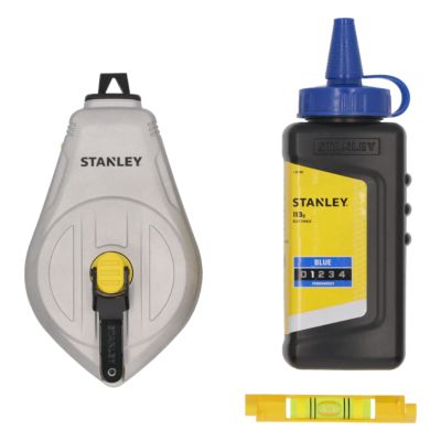 Kit cordeau traceur 30 m 1:1 boîtier aluminium poudre bleue niveau ficelle STHT47111-0