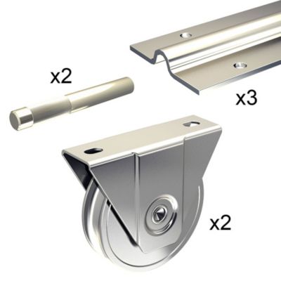 Kit coulissant 16 mm - rails 3 x 1,95 m pour portail de 3 m - 400 kg