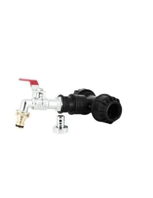 Kit couplage cuve - Raccord Té diamètre 32 mm + Robinet laiton chromé 15 mm + Nez 20/27