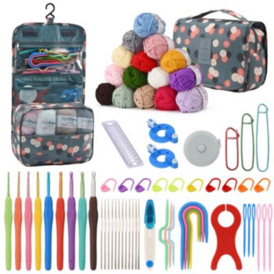 Kit Crochet Complet 69 Pièces, Crochets Ergonomiques, Fil, Accessoires Et Sac De Rangement Organisé