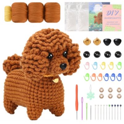 Kit Crochet DIY Caniche Toy, Kit Complet Pour Débutant, Fils, Crochets Et Tutoriel Vidéo HD