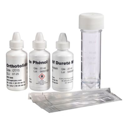 Kit d'analyses d'eau TH, PH, Nitrate, Chlore