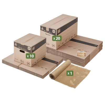 Kit déménagement éco + 1 adhésif kraft fragile offert