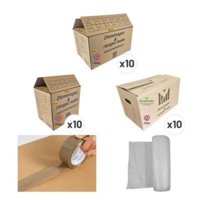 Kit Déménagement T2 - Pack Cartons et Fournitures pour Logement 2 Pièces - Fabriqué en France - Prêt à l'Emploi