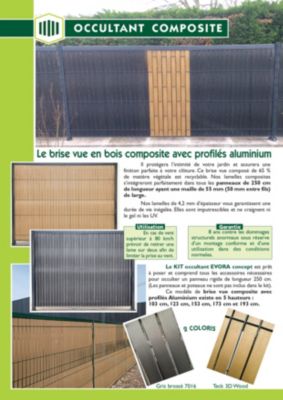 Kit d'occultation Composite Long 15 m Haut 123x250 - couleur TECK 3D WOOD