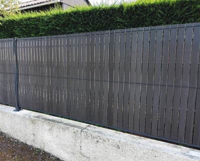 Kit d'occultation PVC mousse expansée lames pleines EVORA Concept Long 15 m Haut 193x250 Gris Foncé