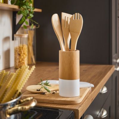Kit d'ustensiles de cuisine en bambou avec pot Guy Levasseur, 4 pièces
