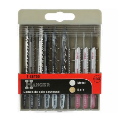 Kit de 10 lames T-SET55 pour scie sauteuse bois et métal - HANGER - 150290