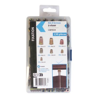 Kit de 130 écrous à visser avec insert fileté Acbat