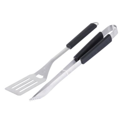 Kit de 2 accessoires pour barbecue (pince, spatule) acier inoxydable avec manche soft touch Somagic